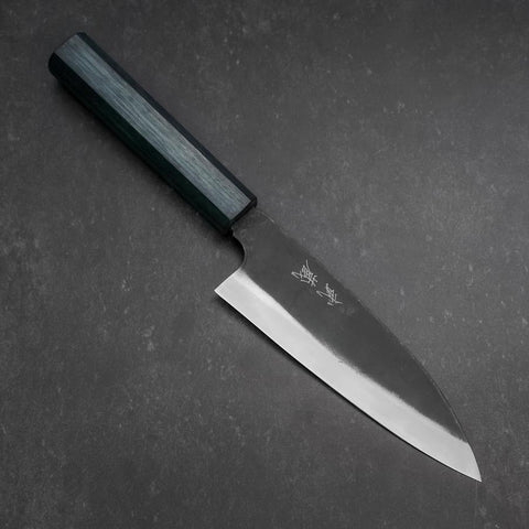Funayuki Sabaki Blue Steel #1 Kurouchi Dark Blue Urushi Handle 165mm (6.5”)-[Musashi]-[Couteaux de cuisine japonais]