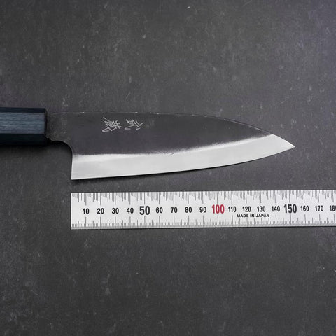 Funayuki Sabaki Blue Steel #1 Kurouchi Manche en Buffle et Ébène 180mm-[Musashi]-[Couteaux de cuisine japonais]