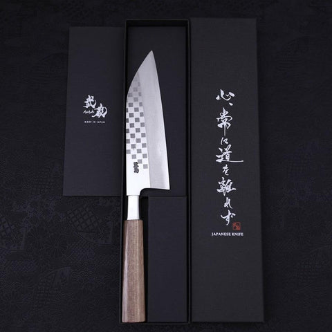 Funayuki Silver Steel #3 Ichimatsu Manche en Noyer 165mm-[Musashi]-[Couteaux de cuisine japonais]