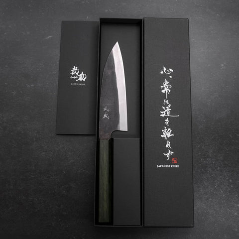 Funayuki White Steel #2 Kurouchi Manche Urushi Vert 150mm-[Musashi]-[Couteaux de cuisine japonais]