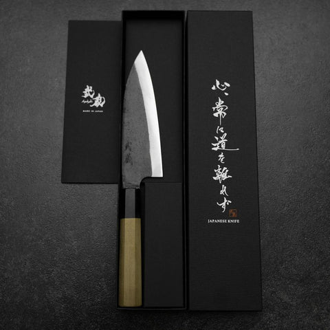 Funayuki White Steel #2 Kurouchi Manche en Buffle et Magnolia 155mm-[Musashi]-[Couteaux de cuisine japonais]