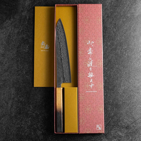 Gyuto 440C Nashiji Damas Manche Yaki Urushi 210mm-[Musashi]-[Couteaux de cuisine japonais]