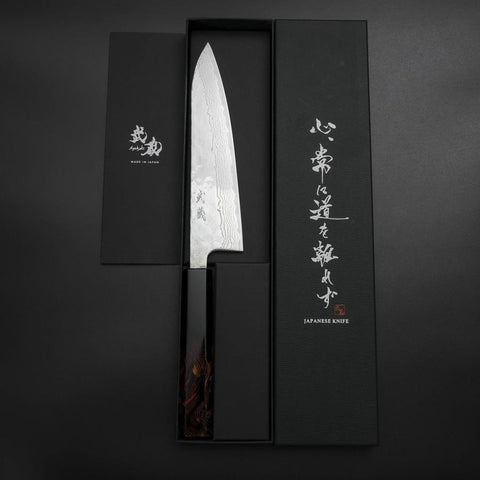 Gyuto 440C Nashiji Miroir Manche Urushi brûlé 180mm-[Musashi]-[Couteaux de cuisine japonais]