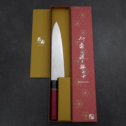 Gyuto AUS-10 Damas Manche en Cerisier Rouge 210mm-[Musashi]-[Couteaux de cuisine japonais]