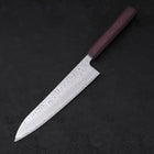 Gyuto AUS-10 Miroir Tsuchime Damas Manche Urushi Pourpre 210mm-[Musashi]-[Couteaux de cuisine japonais]