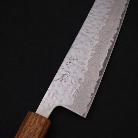 Gyuto AUS-10 Miroir Tsuchime Damas Manche Yaki Urushi 210mm-[Musashi]-[Couteaux de cuisine japonais]