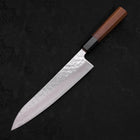 Gyuto AUS-10 Miroir Tsuchime Damas Manche en Buffle et Bois de Teck 210mm-[Musashi]-[Couteaux de cuisine japonais]