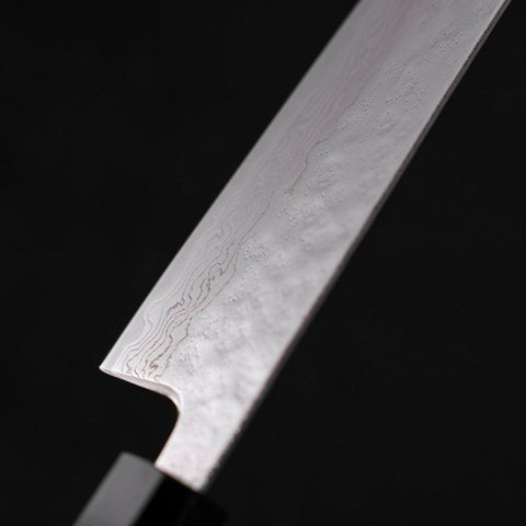 Gyuto AUS-10 Miroir Tsuchime Damas Manche en Buffle et Bois de Teck 210mm-[Musashi]-[Couteaux de cuisine japonais]