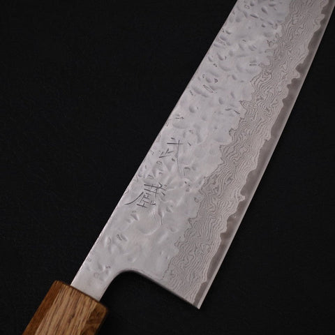 Gyuto AUS-10 Mirror Tsuchime Damascus Yaki-Urushi Handle 240mm (9.4”)-[Musashi]-[Couteaux de cuisine japonais]