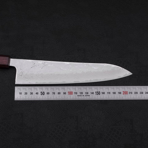 Gyuto AUS-10 Nashiji Damas Manche Urushi Pourpre 210mm-[Musashi]-[Couteaux de cuisine japonais]