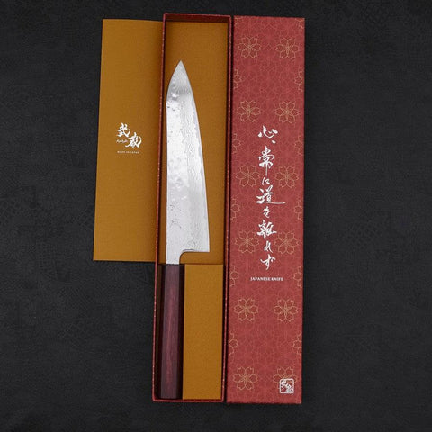 Gyuto AUS-10 Nashiji Damas Manche Urushi Pourpre 210mm-[Musashi]-[Couteaux de cuisine japonais]