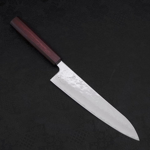 Gyuto AUS-10 Nashiji Damas Manche Urushi Pourpre 210mm-[Musashi]-[Couteaux de cuisine japonais]