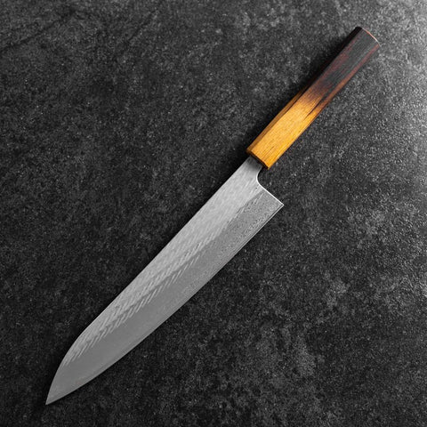 Gyuto AUS-10 Nawame Damas Manche Yaki Urushi 240mm-[Musashi]-[Couteaux de cuisine japonais]