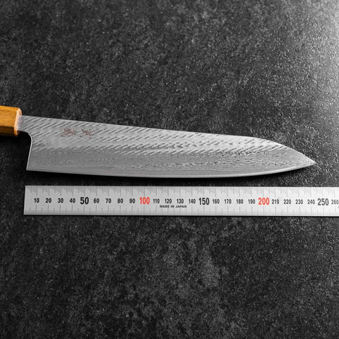 Gyuto AUS-10 Nawame Damas Manche Yaki Urushi 240mm-[Musashi]-[Couteaux de cuisine japonais]