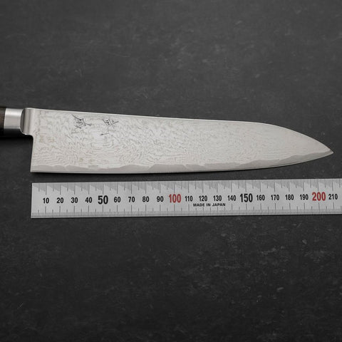 Gyuto AUS-10 Nickel en Vagues Damas Manche Occidental Marron 210mm-[Musashi]-[Couteaux de cuisine japonais]