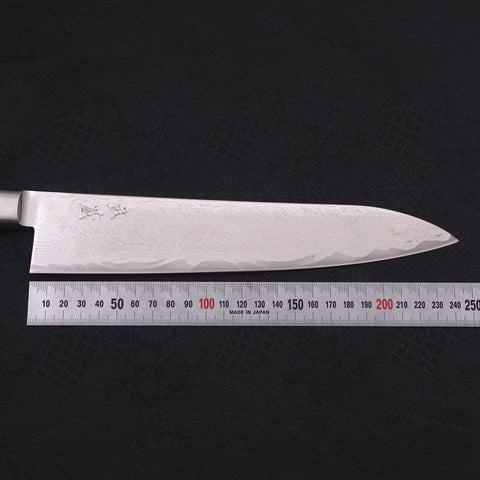 Gyuto AUS-10 Nickel en Vagues Damas Manche Occidental Marron 240mm-[Musashi]-[Couteaux de cuisine japonais]