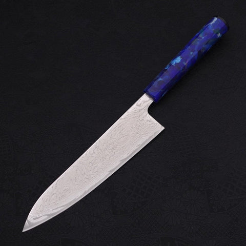 Gyuto AUS-10 Nickel en Vagues Damas Manche Océan Bleu 180mm-[Musashi]-[Couteaux de cuisine japonais]