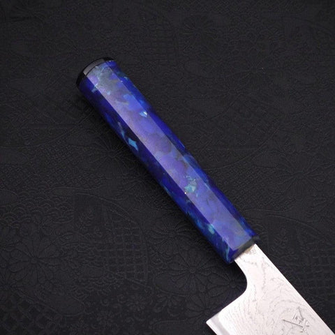 Gyuto AUS-10 Nickel en Vagues Damas Manche Océan Bleu 180mm-[Musashi]-[Couteaux de cuisine japonais]