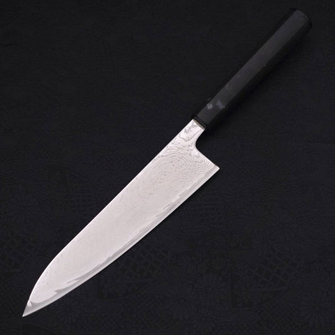 Gyuto AUS-10 Nickel en Vagues Damas Manche Océan Noir 180mm-[Musashi]-[Couteaux de cuisine japonais]