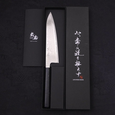 Gyuto AUS-10 Nickel en Vagues Damas Manche Océan Noir 180mm-[Musashi]-[Couteaux de cuisine japonais]