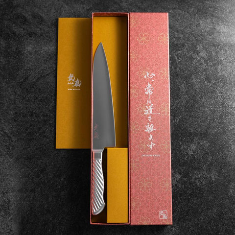 Gyuto AUS-10 Poli Manche Inoxydable 210mm-[Musashi]-[Couteaux de cuisine japonais]