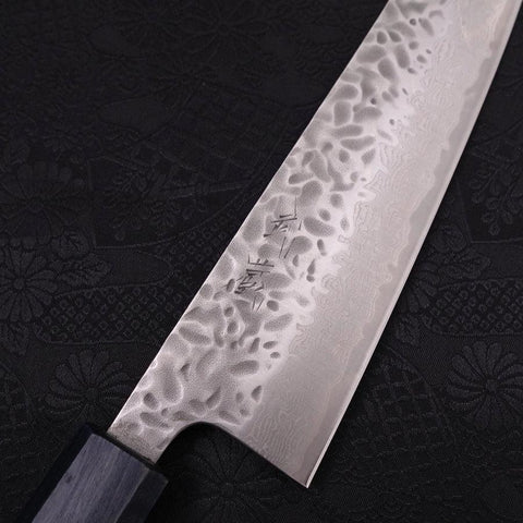 Gyuto AUS-10 Tsuchime Damas Manche Urushi Bleu Sombre 210mm-[Musashi]-[Couteaux de cuisine japonais]