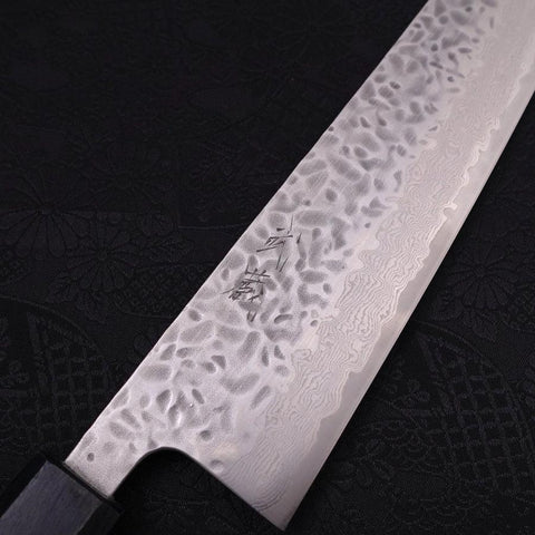 Gyuto AUS-10 Tsuchime Damas Manche Urushi Bleu Sombre 240mm-[Musashi]-[Couteaux de cuisine japonais]
