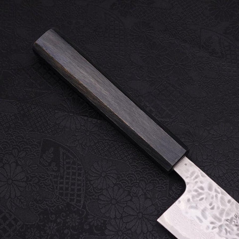 Gyuto AUS-10 Tsuchime Damas Manche Urushi Bleu Sombre 240mm-[Musashi]-[Couteaux de cuisine japonais]