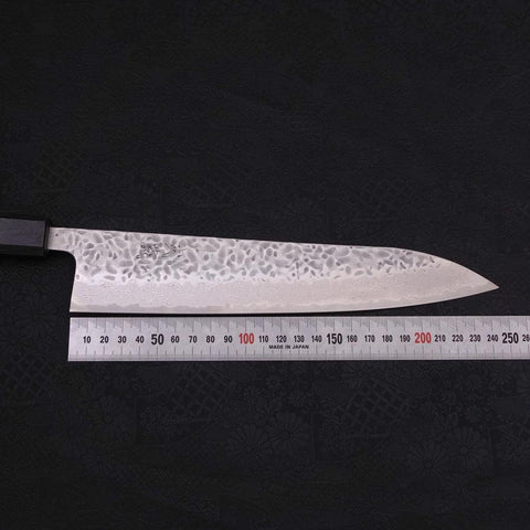 Gyuto AUS-10 Tsuchime Damas Manche Urushi Bleu Sombre 240mm-[Musashi]-[Couteaux de cuisine japonais]