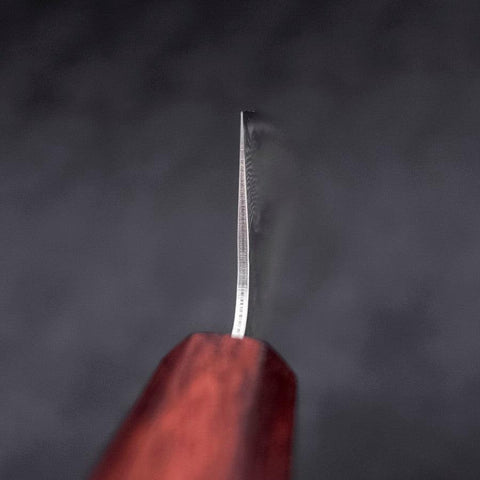 Gyuto AUS-10 Tsuchime Damas Manche Urushi Pourpre 210mm-[Musashi]-[Couteaux de cuisine japonais]