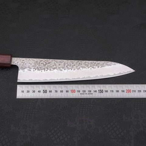 Gyuto AUS-10 Tsuchime Damas Manche Urushi Pourpre 210mm-[Musashi]-[Couteaux de cuisine japonais]
