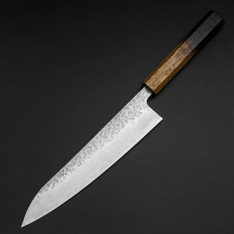Gyuto AUS-10 Tsuchime Damas Manche Yaki Urushi 210mm-[Musashi]-[Couteaux de cuisine japonais]