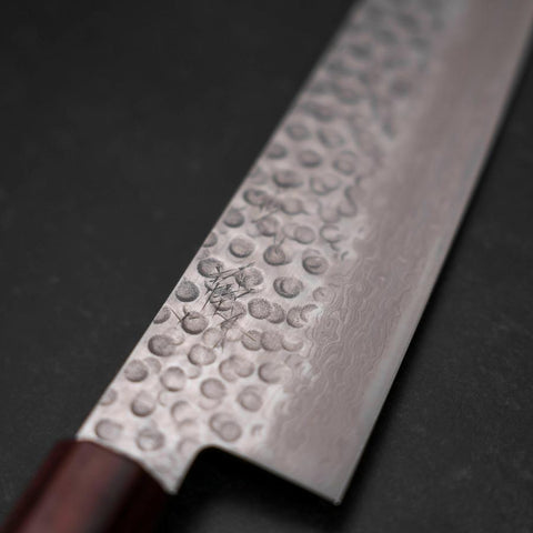 Gyuto AUS-10 Tsuchime Damas Manche Zelkova 240mm-[Musashi]-[Couteaux de cuisine japonais]