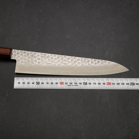 Gyuto AUS-10 Tsuchime Damas Manche Zelkova 240mm-[Musashi]-[Couteaux de cuisine japonais]