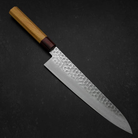 Gyuto AUS-10 Tsuchime Damas Manche Zelkova 240mm-[Musashi]-[Couteaux de cuisine japonais]