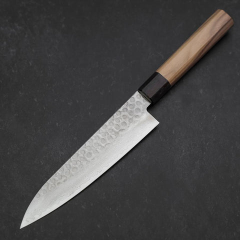 Gyuto AUS-10 Tsuchime Damas Manche en Noyer et Bois de Rose 180mm-[Musashi]-[Couteaux de cuisine japonais]