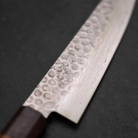 Gyuto AUS-10 Tsuchime Damas Manche en Noyer et Bois de Rose 180mm-[Musashi]-[Couteaux de cuisine japonais]