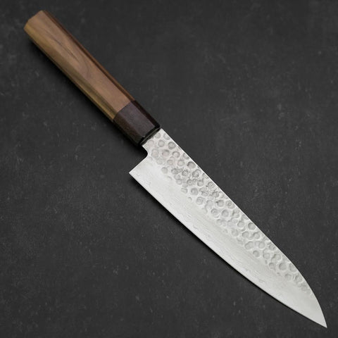 Gyuto AUS-10 Tsuchime Damas Manche en Noyer et Bois de Rose 180mm-[Musashi]-[Couteaux de cuisine japonais]