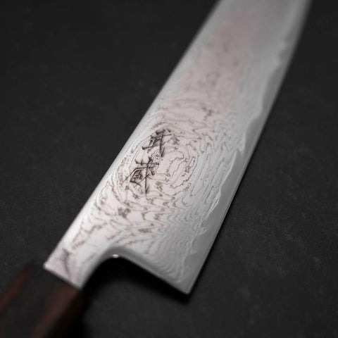 Gyuto AUS-10 Wave Nickel Damas Manche Sumi Urushi 180mm-[Musashi]-[Couteaux de cuisine japonais]