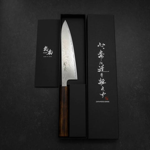 Gyuto AUS-10 Wave Nickel Damas Manche Sumi Urushi 180mm-[Musashi]-[Couteaux de cuisine japonais]