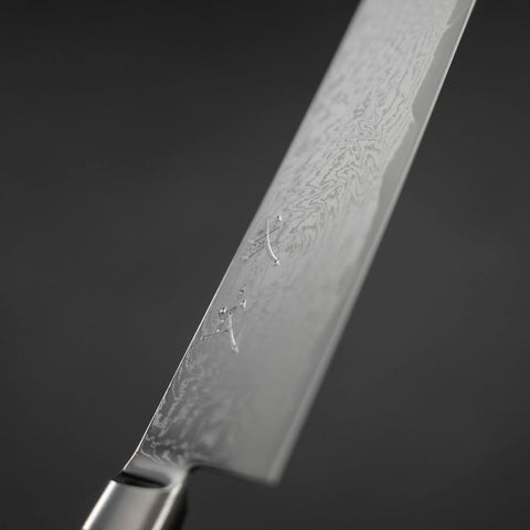 Gyuto AUS-10 Wave Nickel Damascus Western Brown Handle 210mm-[Musashi]-[Couteaux de cuisine japonais]