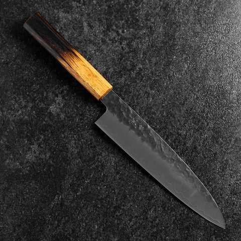 Gyuto AUS-8 Kurouchi Tsuchime Manche Yaki Urushi 200mm-[Musashi]-[Couteaux de cuisine japonais]
