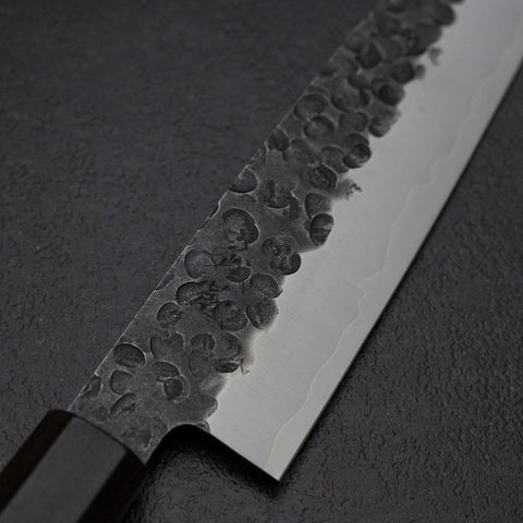 Gyuto AUS-8 Kurouchi Tsuchime Manche en Noyer et Bois de Rose 200mm-[Musashi]-[Couteaux de cuisine japonais]