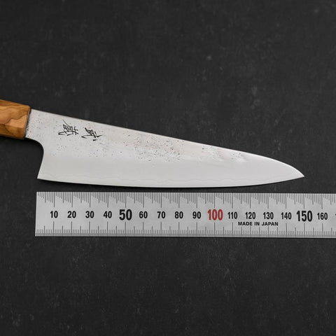 Gyuto AUS-8 Nashiji Manche en Olivier 150mm-[Musashi]-[Couteaux de cuisine japonais]