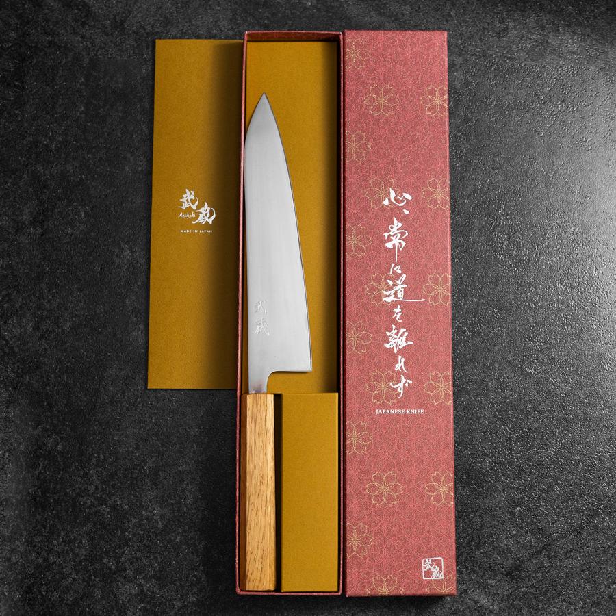 Gyuto AUS-8 Poli Manche en Chêne 210mm-[Musashi]-[Couteaux de cuisine japonais]