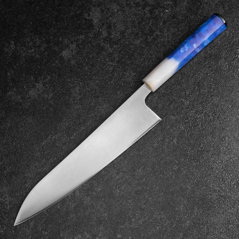 Gyuto AUS-8 Polie Manche Océan Bleu et Blanc 210mm-[Musashi]-[Couteaux de cuisine japonais]