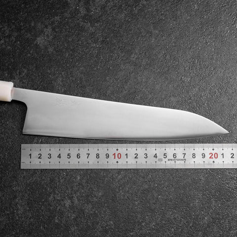 Gyuto AUS-8 Polie Manche Océan Bleu et Blanc 210mm-[Musashi]-[Couteaux de cuisine japonais]
