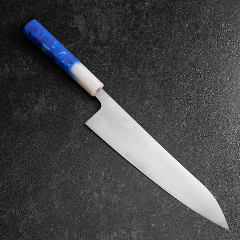 Gyuto AUS-8 Polie Manche Océan Bleu et Blanc 210mm-[Musashi]-[Couteaux de cuisine japonais]