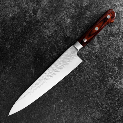 Gyuto AUS-8 Tsuchime Manche Occidental en Acajou 210mm-[Musashi]-[Couteaux de cuisine japonais]