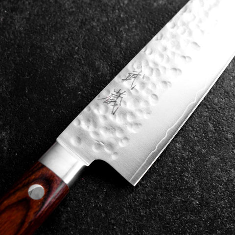 Gyuto AUS-8 Tsuchime Manche Occidental en Acajou 210mm-[Musashi]-[Couteaux de cuisine japonais]